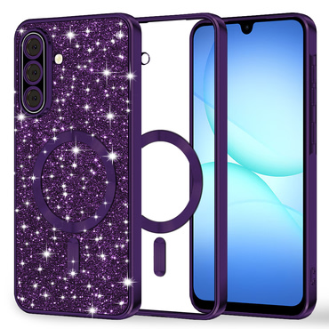 TPU gel ovitek Techsuit "Luxury Glitter MagSafe" za Samsung Galaxy A17 4G / A17 5G - deep purple