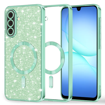 TPU gel ovitek Techsuit "Luxury Glitter MagSafe" za Samsung Galaxy A17 4G / A17 5G - light green