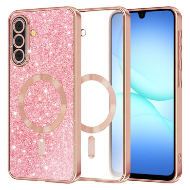 TPU gel ovitek Techsuit "Luxury Glitter MagSafe" za Samsung Galaxy A17 4G / A17 5G - rose gold