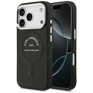 Ovitek Karl Lagerfeld "HC MagSafe Leather EMB. Ring with Karl RSG Logo" za iPhone 17 Pro / 18 Pro - black
