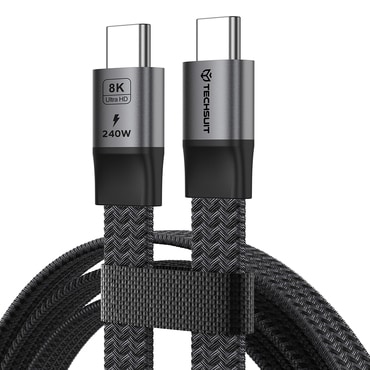 Polnilni in podatkovni 240W USB-C kabel Techsuit "ElysiumSync Pro (CX1)" - USB4.0 Gen 4 - 40Gbps - 8K pri 60Hz - 1m - gray
