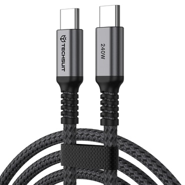 Polnilni in podatkovni 240W USB-C v USB-C kabel Techsuit "TitanSync Pro (CX2)" - 480Mbps - 2m - gray