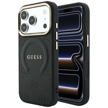 Ovitek Guess "Saffiano Peony and Ring MagSafe" za iPhone 17 Pro / 18 Pro - black