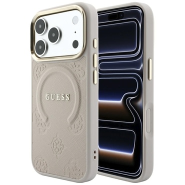 Ovitek Guess "Saffiano Peony and Ring MagSafe" za iPhone 17 Pro Max / 18 Pro Max - pink