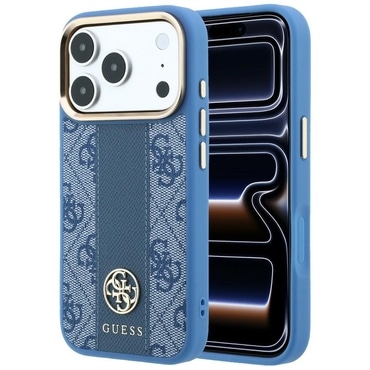 Ovitek Guess "Leather 4G Stripe Round Classic Logo MagSafe" za iPhone 17 Pro / 18 Pro - blue