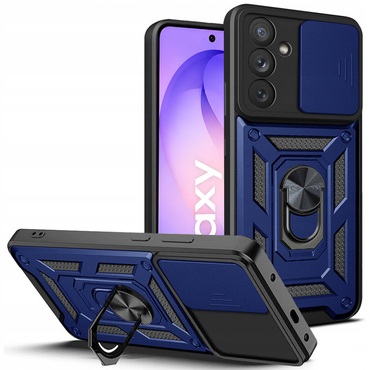 Oklepni ovitek MaX-Armor z obročem, kovinsko ploščico in zaščito zadnjih kamer za Samsung Galaxy S25 FE / S26 FE - blue
