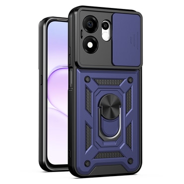 Oklepni ovitek MaX-Armor z obročem, kovinsko ploščico in zaščito zadnjih kamer za Honor 600 Smart - blue