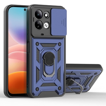 Oklepni ovitek MaX-Armor z obročem, kovinsko ploščico in zaščito zadnjih kamer za Xiaomi Redmi 17 4G / 5G - blue