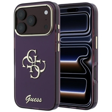 Ovitek Guess "IML 4G Metal Script" za iPhone 17 Pro / 18 Pro - burgundy