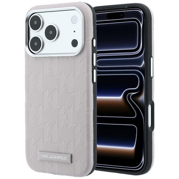 Premium ovitek Karl Lagerfeld "Grained Leather Mono Resin Logo MagSafe" za iPhone 17 Pro / 18 Pro - pink