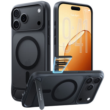 Premium ovitek Torras "Ostand L1 Guardian" za iPhone 17 Pro / 18 Pro - black