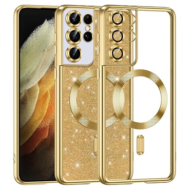TPU gel ovitek Techsuit "Luxury Glitter MagSafe" za Samsung Galaxy S21 Ultra - gold