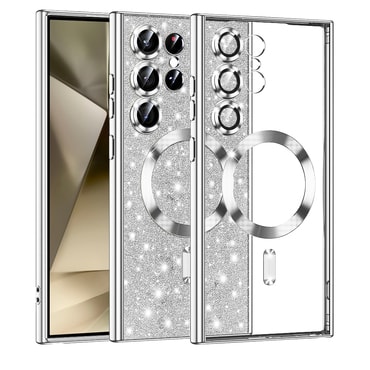 TPU gel ovitek Techsuit "Luxury Glitter MagSafe" za Samsung Galaxy S24 Ultra - silver