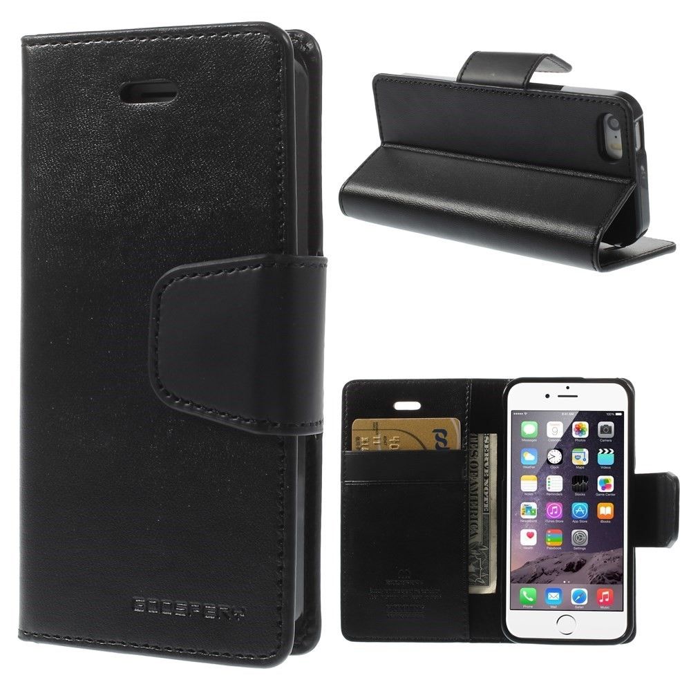 Eleganten etui Goospery Sonata za iPhone SE / 5 / 5S - črn