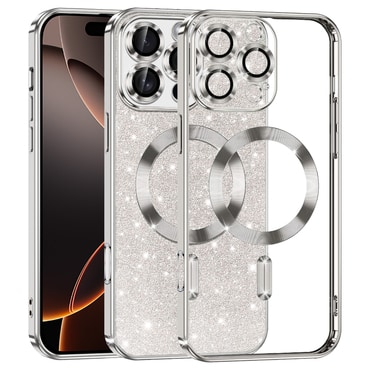 TPU gel ovitek Techsuit "Luxury Glitter MagSafe" za iPhone 16 Pro - silver