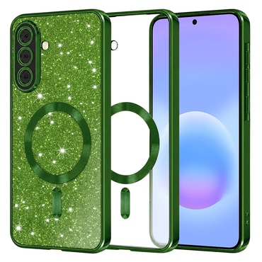 TPU gel ovitek Techsuit "Luxury Glitter MagSafe" za Samsung Galaxy A57 - deep green