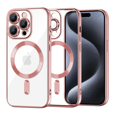 Ovitek Techsuit "Luxury Crystal MagSafe" za iPhone 15 Pro - pink