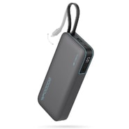 Power bank Cuktech "LPB200N" 20000mAh z vgrajenim kablom, USB-C in Lightning, LED prikazovalnik, 45W - black