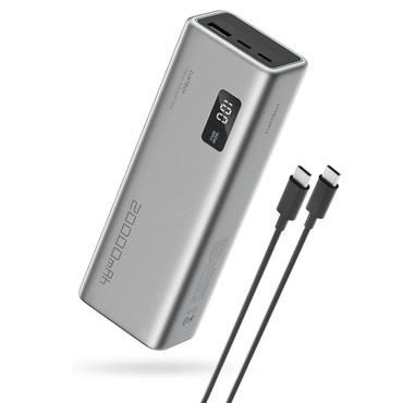 Power bank Cuktech "PB200P" 20000mAh 150W z USB-C kablom in prikazovalnikom - gray