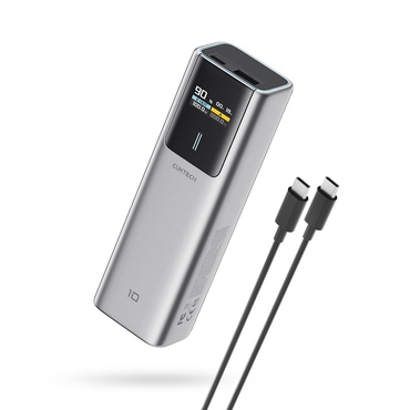 Power bank Cuktech "PB100P" 10000mAh 150W z USB-C kablom in prikazovalnikom - gray