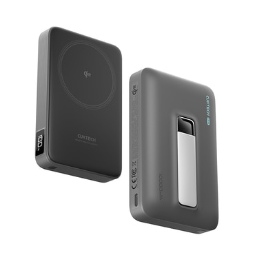 Power bank Cuktech "WPB100" 10000mAh, Qi2 15W, Wired 30W, digitalni prikazovalnik, zložljivo stojalo - grey