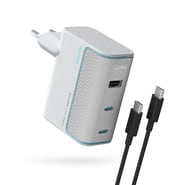 Stenski polnilec Cuktech "AD1003EU" 100W, 2x USB-C, USB, GaN tehnologija - white