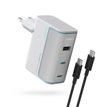 Stenski polnilec Cuktech "AD1003EU" 100W, 2x USB-C, USB, GaN tehnologija - white