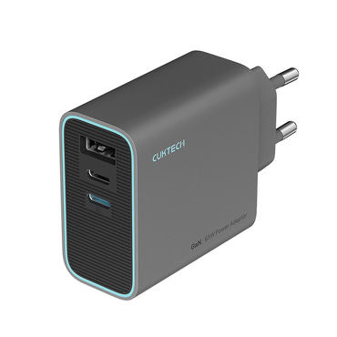 Stenski polnilec Cuktech "AD653C EU" 65W, 2x USB-C, 1x USB-A, GaN tehnologija - grey