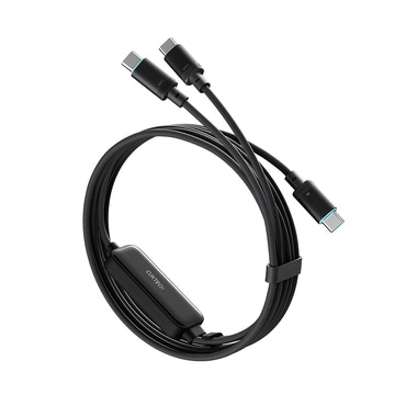 Polnilni in podatkovni 140W USB-C v 2x USB-C kabel Cuktech "C2C615", 480Mbps, 1.5m - black