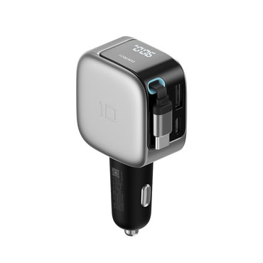Avtomobilski polnilec Cuktech "CC903P" 100W z vgrajenim izvlečnim kablom USB-C in LED prikazovalnikom - black
