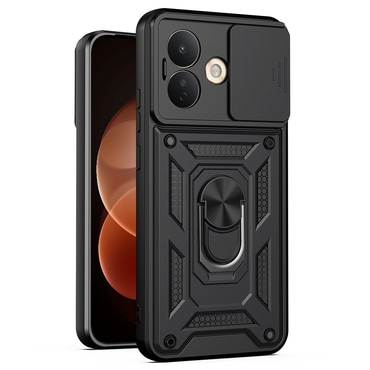 Oklepni ovitek MaX-Armor z obročem, kovinsko ploščico in zaščito zadnjih kamer za Xiaomi Redmi Note 17 Pro 5G - black