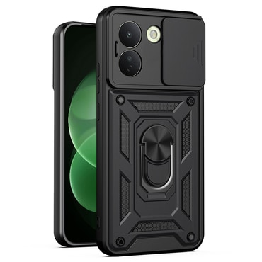 Oklepni ovitek MaX-Armor z obročem, kovinsko ploščico in zaščito zadnjih kamer za Xiaomi Redmi Note 17 Pro Max - black