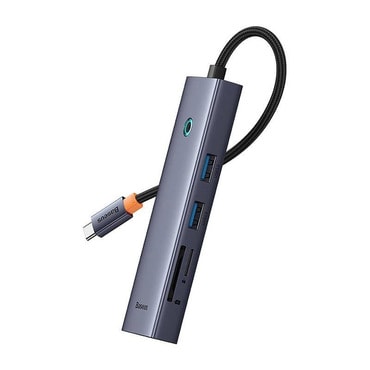 Hub postaja Baseus "UltraJoy" USB-C v HDMI - 2x USB-A, USB-C, RJ45, SD, TF, 4K pri 30Hz - space grey