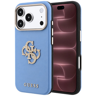 Ovitek Guess "Smooth Big Strass Logo" za iPhone 17 Pro Max / 18 Pro Max - light blue