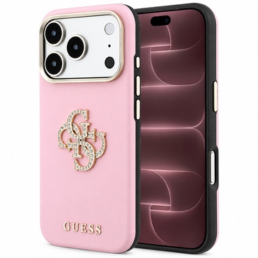 Ovitek Guess "Smooth Big Strass Logo" za iPhone 17 Pro Max / 18 Pro Max - pink