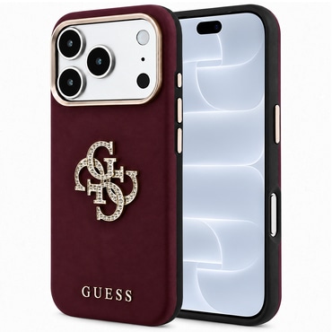 Ovitek Guess "Smooth Big Strass Logo" za iPhone 17 Pro / 18 Pro - burgundy