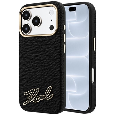 Premium ovitek Karl Lagerfeld "Grained Leather with Resin Sign Logo MagSafe" za iPhone 17 Pro / 18 Pro - black