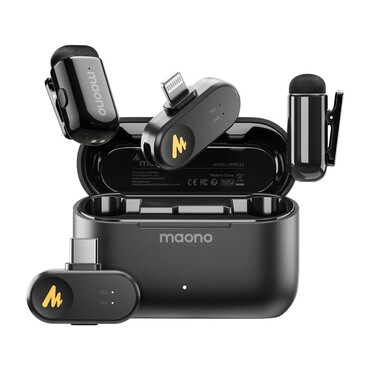 Set dveh brezžičnih mikrofonov Maono "WM622 PBC2" z AI zmanjšanjem šuma, 360° zvokom