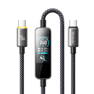 Polnilni in podatkovni 240W USB-C v USB-C kabel Mcdodo "CA-8750" z TFT zaslonom - 1.2m - black