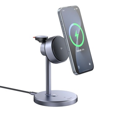 Brezžična 22.5W polnilna postaja Mcdodo "Black Swan Series" MagSafe Qi2 za iPhone, Apple Watch in slušalke - black