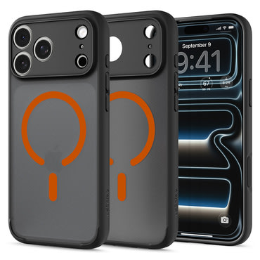 Ovitek Spigen "Ultra Hybrid Mag" za iPhone 17 Pro / 18 Pro - frost black / orange