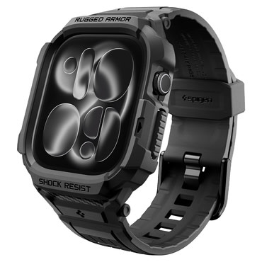 Silikonski pas z ovitkom Spigen "Rugged Armor Pro" za Apple Watch 12 42mm - matte black