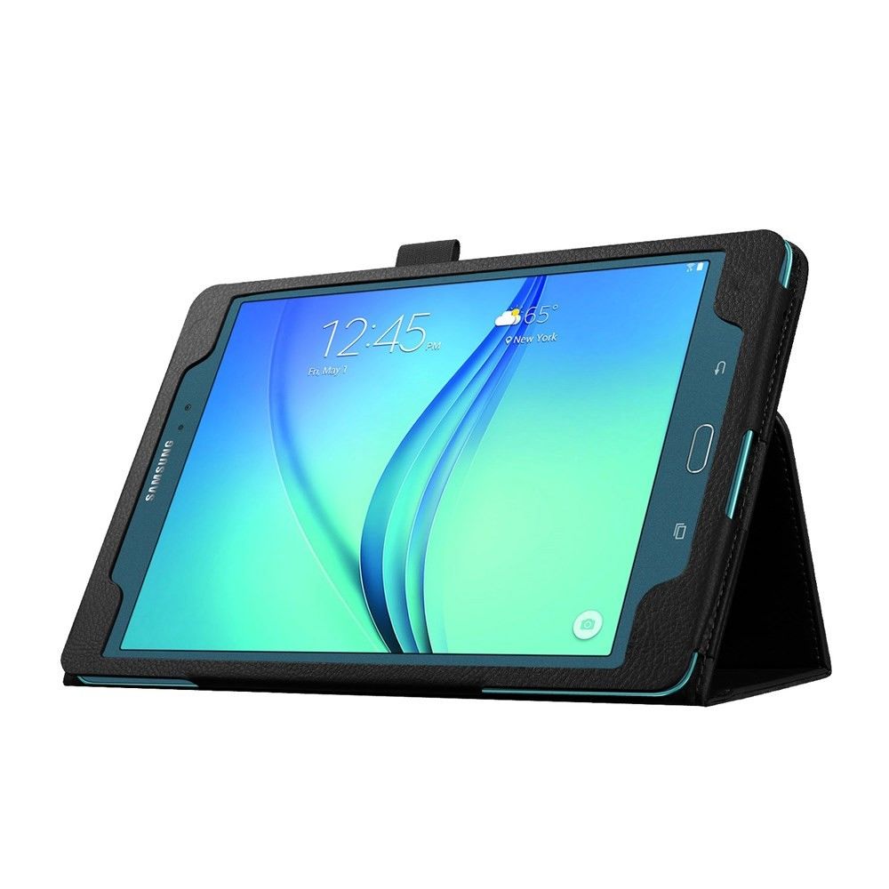 Eleganten etui "Litchi" za Samsung Galaxy Tab A 9.7 iz umetnega usnja - črn