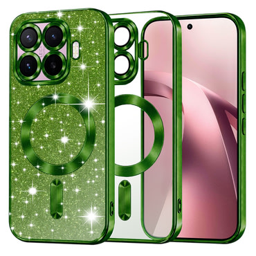 TPU gel ovitek Techsuit "Luxury Glitter MagSafe" za Xiaomi 17T - deep green