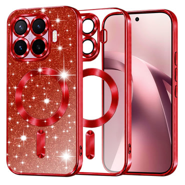 TPU gel ovitek Techsuit "Luxury Glitter MagSafe" za Xiaomi 17T - red