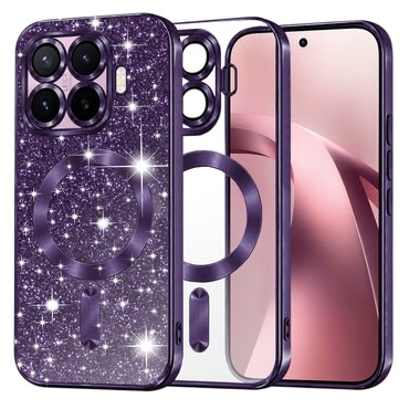 TPU gel ovitek Techsuit "Luxury Glitter MagSafe" za Xiaomi 17T - deep purple