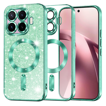 TPU gel ovitek Techsuit "Luxury Glitter MagSafe" za Xiaomi 17T - light green