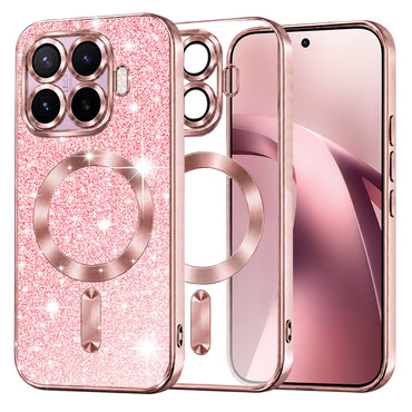 TPU gel ovitek Techsuit "Luxury Glitter MagSafe" za Xiaomi 17T - rose gold