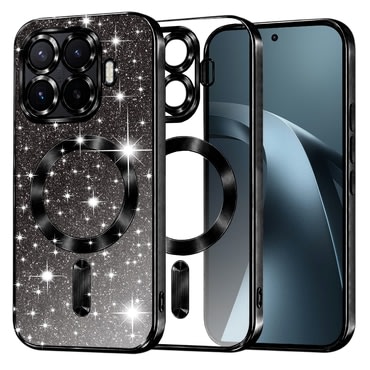 TPU gel ovitek Techsuit "Luxury Glitter MagSafe" za Xiaomi 17T Pro - black