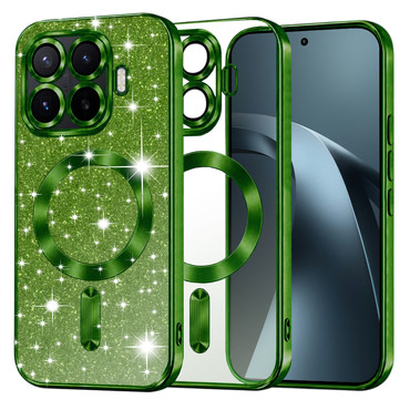 TPU gel ovitek Techsuit "Luxury Glitter MagSafe" za Xiaomi 17T Pro - deep green